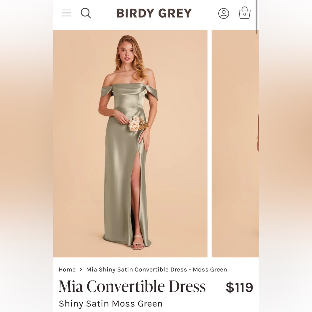Birdy Grey Convertible Satin Dress in Moss Green